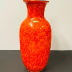 Vintage Scheurich Red/Orange Ceramic Floor Vase | West Germany 239-41 Midcentury Design