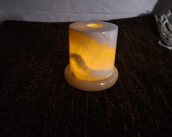 Alabaster Stone, Tea Light Candle Holder, Alabaster Candle Holder Natural Stone, Made from One piece of Stone, from the heart of Luxor