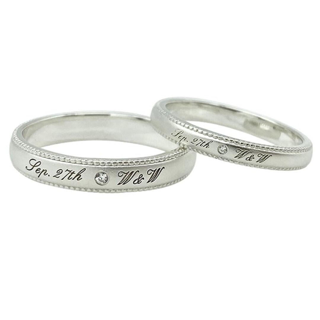 Custom Engraved Date Initials Couple Rings, 10K Gold Wedding Band Set ...