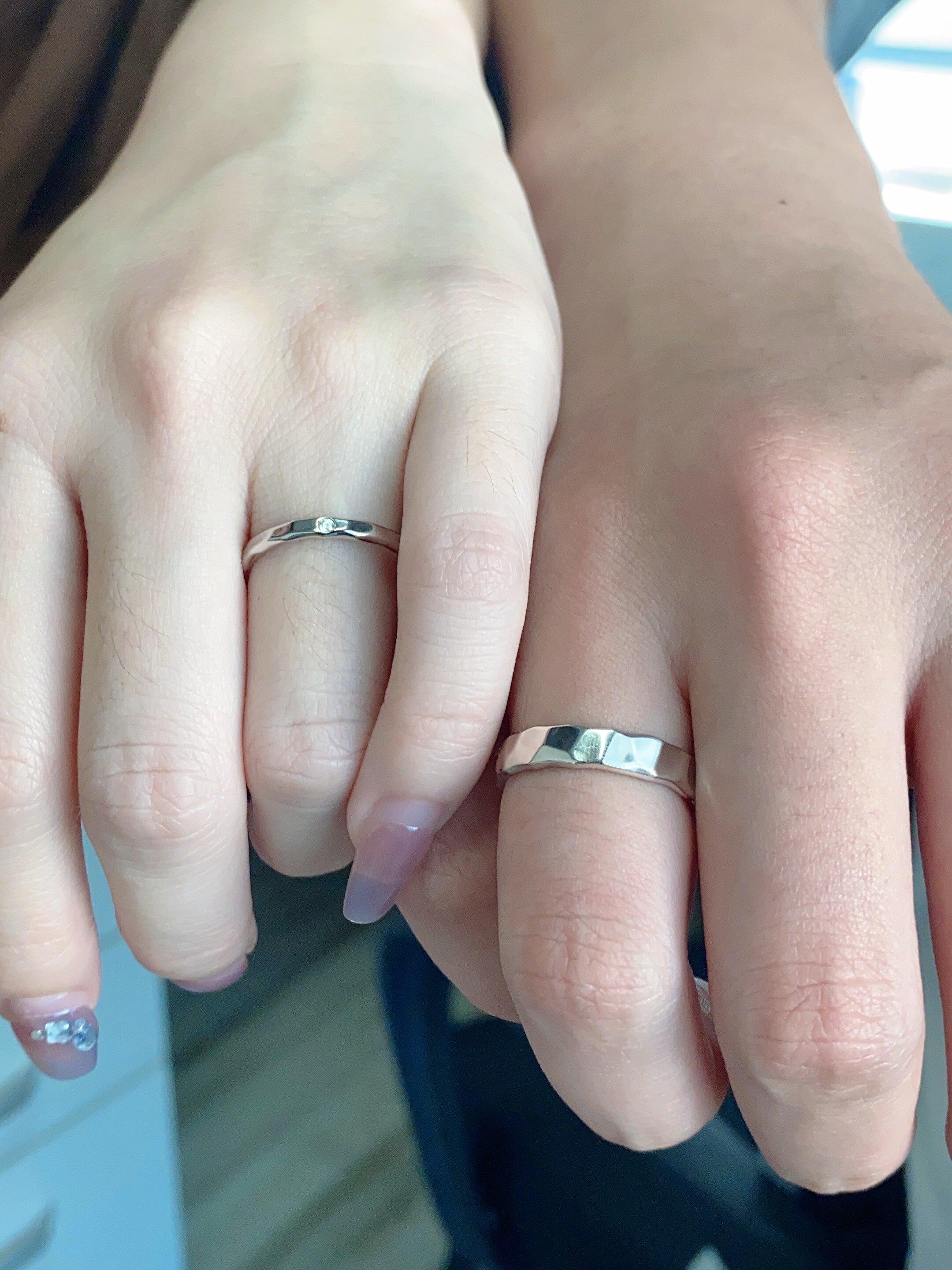 PT950 Platinum Hammered Texture Couple Rings, Greek Nymph Engagement ...