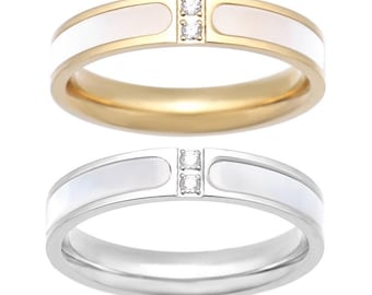 14K Gold Mother of Pearl Diamond Ring