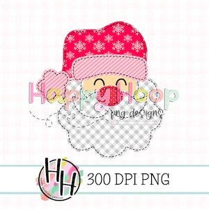 Santa Faux Applique PNG, St. Nick PNG Design, Faux Embroidery, Kids Christmas PNG, HappyHoopPNG Designs, Santa Claus Applique, Pink Santa