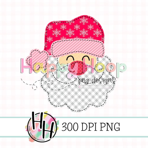 Santa Faux Applique PNG, St. Nick PNG Design, Faux Embroidery, Kids Christmas PNG, HappyHoopPNG Designs, Santa Claus Applique, Pink Santa