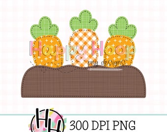 Aplique falso de trío de zanahorias para niños PNG, diseño de sublimación de zanahorias de Pascua, sublimación de Pascua para niños, diseños HappyHoopPNG, bordado falso