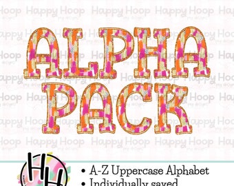 Pink Orange Gold Glitter Brushstroke Alpha Pack PNG, Uppercase Alphabet Pack, Sublimation, Digital Alpha Pack, Preppy Doodle Letters PNG