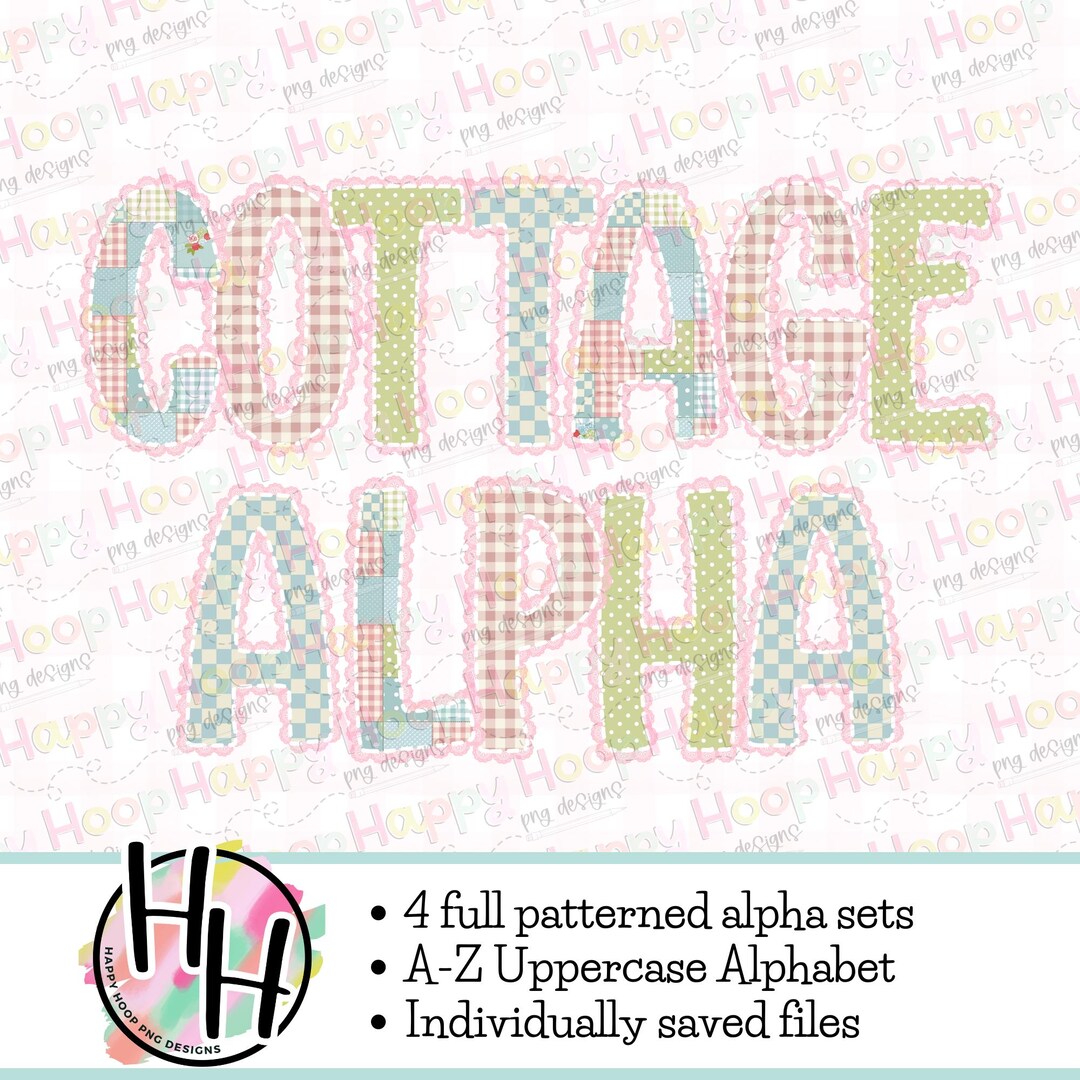 Cottage Core Alphabet PNG, Patchwork Alpha Set, A-Z Full Alphabet PNG ...