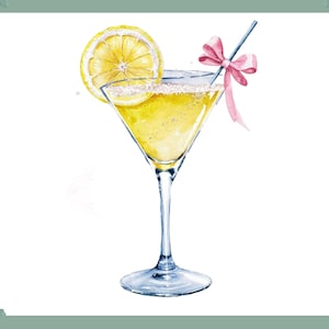 Cocktail Coquette Lemon Drop PNG con fiocco rosa, Bevande estive alla frutta png, Bevande alcoliche Coquette estetica png Coquette frutta, rinfrescante