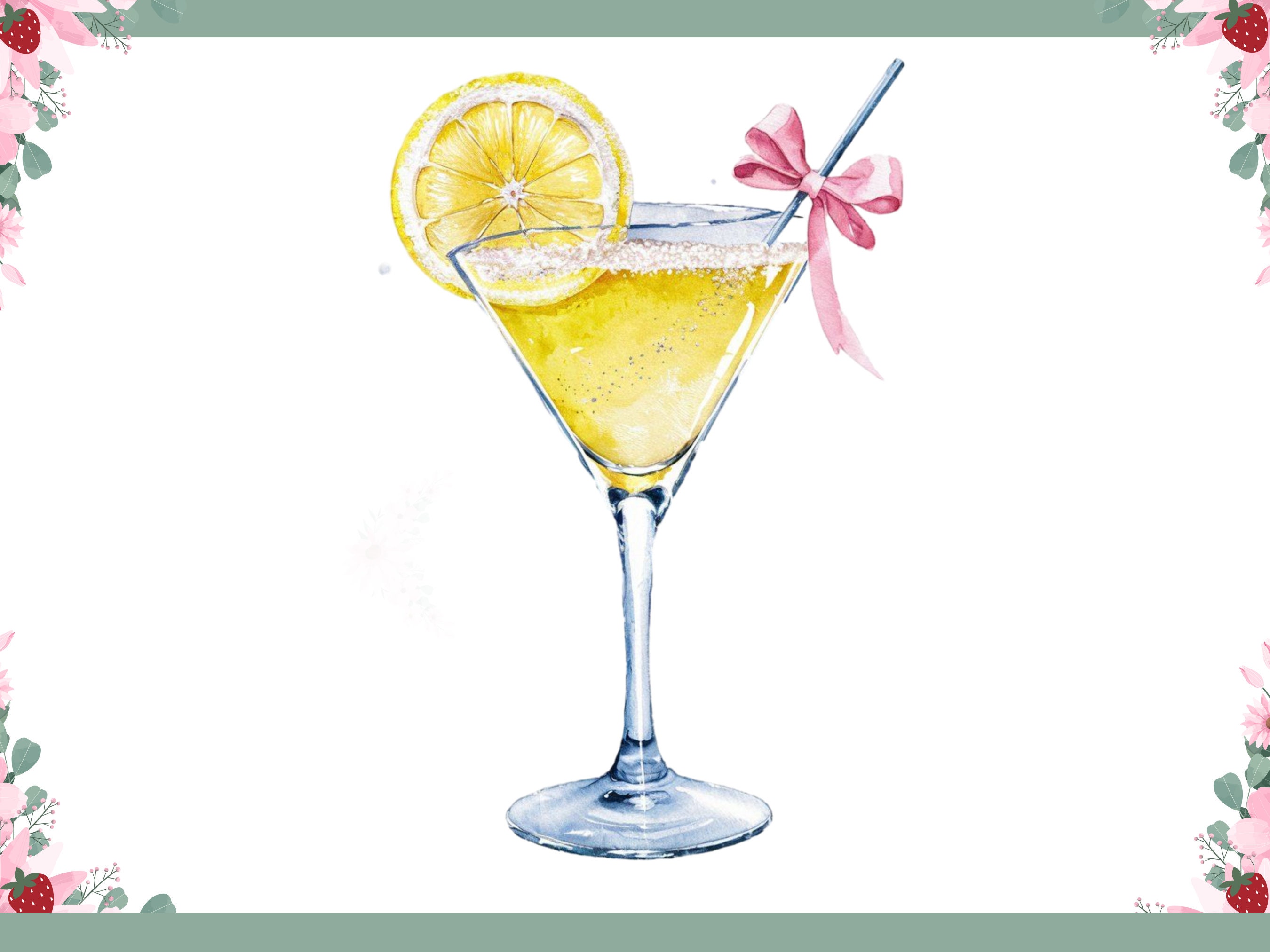 Coquette Lemon Drop PNG: Summer Cocktail With Pink Bow - Etsy