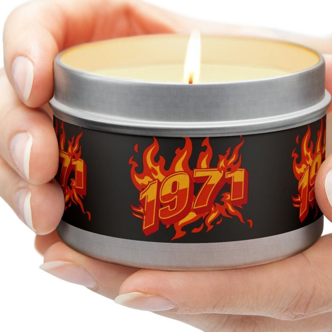 1971 Birthday Candle: Silver Tin, Soy Wax, Retro Party Decor - Etsy