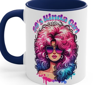 80s Kinda Girl Mug: Retro Watercolor Illustration