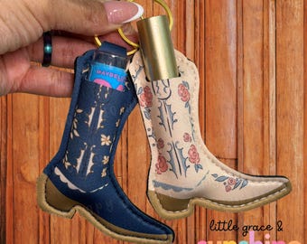 Western Boot Chapstick Holder Keychain | Cowgirl Lip Balm Accessory
