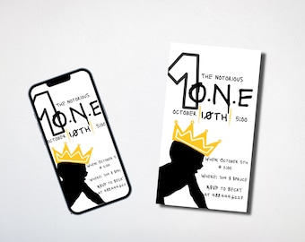 Digital Download Notorious O.N.E Birthday invitation, First Birthday, B.I.G., biggie smalls, invite, bday