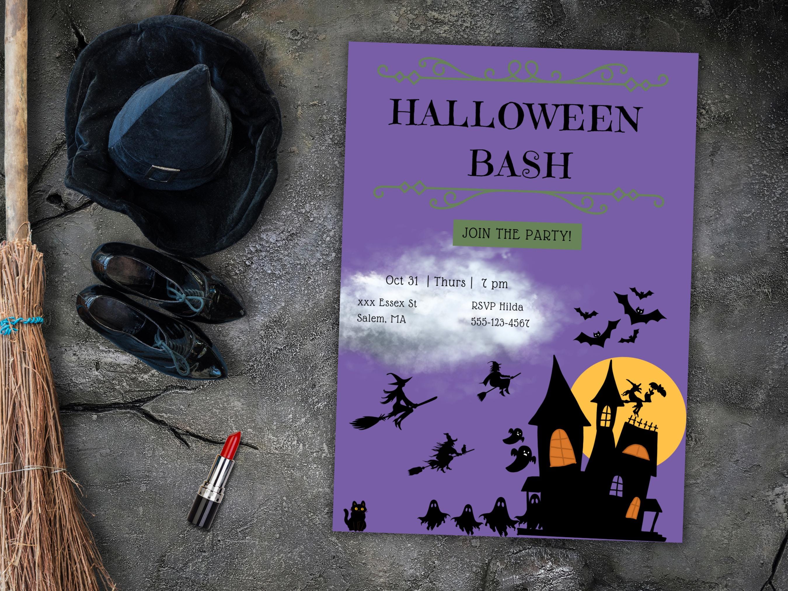 Printable Halloween Party Invitation Card, Costume Party, Editable ...
