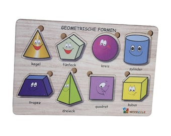 Geometrische-Formen-Steckpuzzle Einsteckpuzzle Lernpuzzle aus Holz Lernförderung für Kinder Holz-Steckpuzzle Feinmotorisch Sotierbrett
