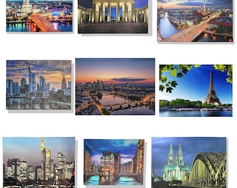 Städte Wandbilder 9 Varianten von Frankfurt, Hamburg, Berlin, Paris und Köln | Wanddeko Bilder | Geschenke Moderne Bilder