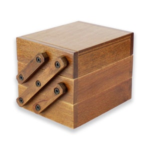 Kleine Holz Schatulle Aufbewahrungs-Kiste mit 3 Schubladen Kasten Schmuckkästchen Aufbewahrunsbox aufklappbarer Schmuckkasten Bild 1