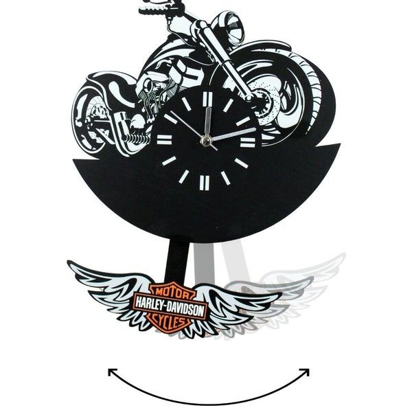 Wanduhr Harley-Davidson Kreative Uhr Pendeluhr Analog Schwingendes LOGO Motorrad