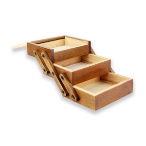 Kleine Holz Schatulle Aufbewahrungs-Kiste mit 3 Schubladen Kasten Schmuckkästchen Aufbewahrunsbox aufklappbarer Schmuckkasten Bild 6