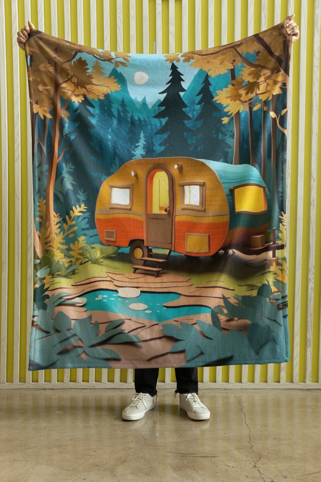 Camper Flannel Blanket Cozy & Cute Ultrasoft Blanket in Multiple