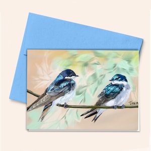 Carte de voeux hirondelle bicolore 5 x 7