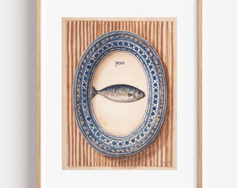 Fish Wall Art, Beach Watercolor Posters for Home Decor, Beachy Decor, Kitchen Print, Fish Illustration, Nautical Decor, Coastal Wall Decor