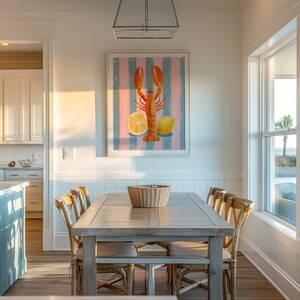 Lámina de langosta, decoración costera, arte náutico para pared imagen 3
