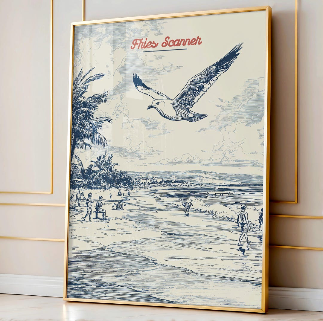 Seagull Coastal Beach Wall Art, "fries Scanner", Beach House Print ...