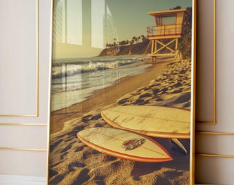 Surfboard Wall Art, Surf Poster, Surfboard Beach Ocean, Beachy Wall Art, Minimalist Modern Art Coastal Room Decor, Surf Wall Art, Surf Print