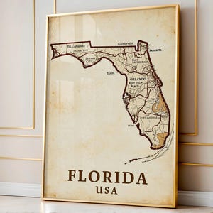 carte vintage de la Floride, art mural Miami Beach, affiche déco côtière, décoration nautique, décoration plage, décoration plage, pendaison de crémaillère