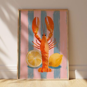 Lámina de langosta, decoración costera, arte náutico para pared imagen 7