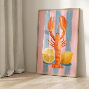 Lámina de langosta, decoración costera, arte náutico para pared imagen 1