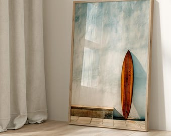 Surfboard Wall Art, Surfboard Beach Ocean, Beachy Wall Art, Minimalist Modern Art Coastal Room Decor, Surf Wall Art, Surfing Print