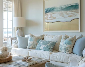 Olas del océano, lámina de playa, arte mural costero, decoración para casa de playa, decoración de pared oceánica, póster de verano, regalo para el hogar costero