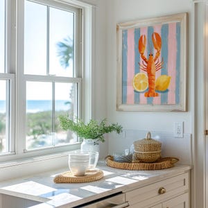 Lámina de langosta, decoración costera, arte náutico para pared imagen 6