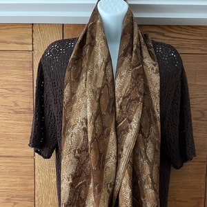 1970s True Vintage Viyella Silky Scarf/Shawl, Mix of Brown, Tan and Gold