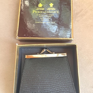1980s Penhaligon&#39;s Black Leather Purse with Original Branded Box