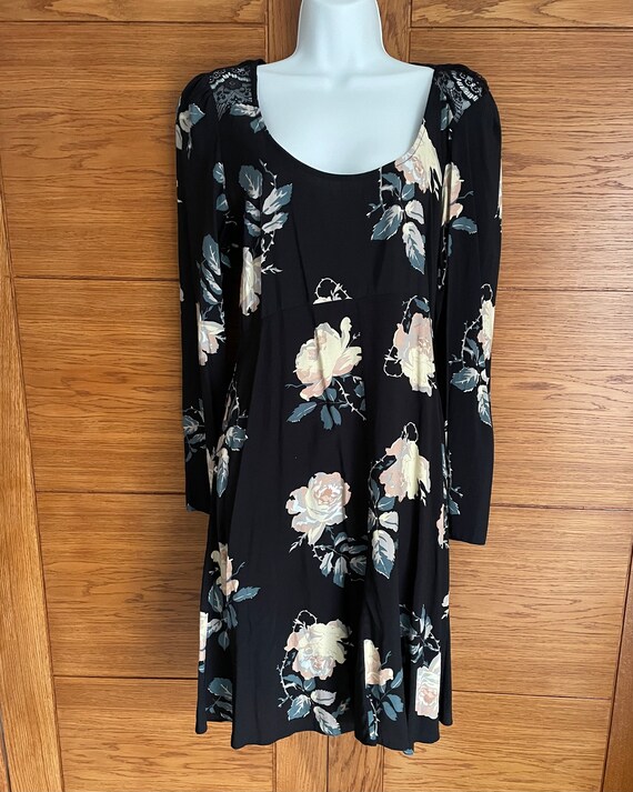 black lace for dress Buy Online Long-Sleeve Double Ruffle Lace Dress in Black for Women main image 0