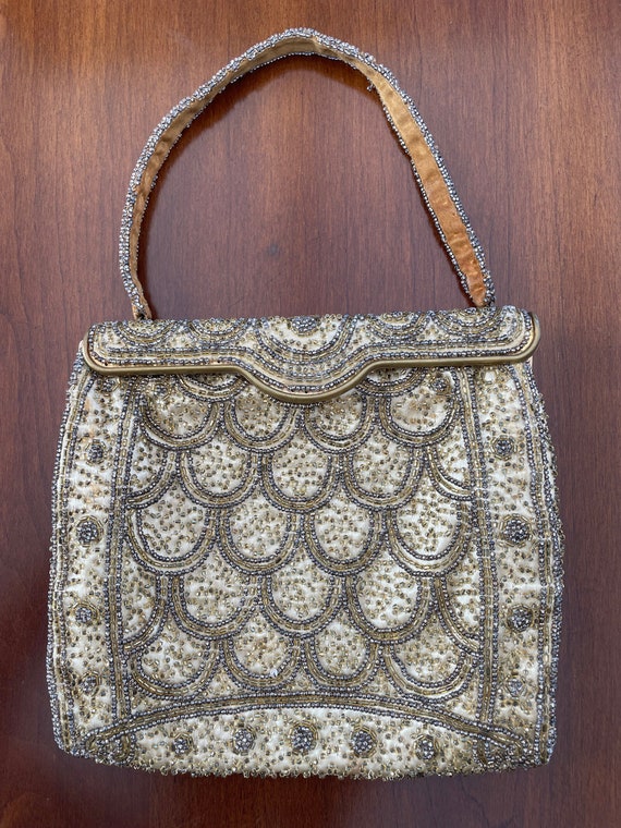 Victorian, True Vintage, Gold Beaded Evening Bag, 