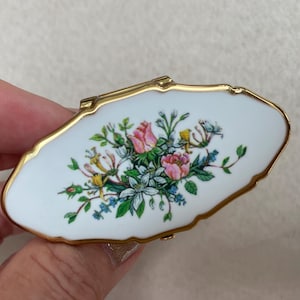 Porta lápiz labial y espejo Stratton Floral de los años 60, regalo vintage