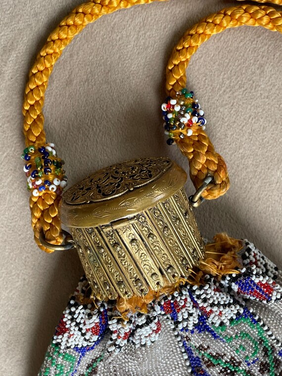 Victorian Microbeaded Beggars Bag, Expandable Gil… - image 6