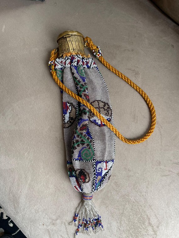 Victorian Microbeaded Beggars Bag, Expandable Gil… - image 5