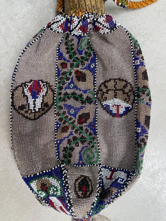 Victorian Microbeaded Beggars Bag, Expandable Gil… - image 3