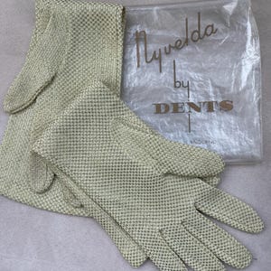 1950s Dents Gold Glitter Gloves, Forearm Length, Size 7, Medium Fit