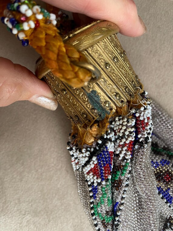 Victorian Microbeaded Beggars Bag, Expandable Gil… - image 10