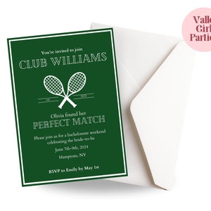 Perfect Match Tennis Club Bachelorette Party Invite | Canva Template | Fully Customizable Printable or Digital Invite | Custom