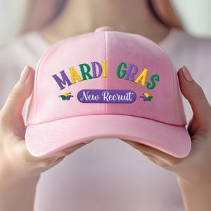 Embroidered Mardi Gras New Recruit Hat, Fat Tuesday Baseball Cap, New Orleans Festival Hat, Adjustable NOLA Carnival Party Gear