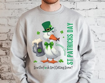 Sudadera divertida del Día de San Patricio, cerveza Guinness Goose, camiseta irlandesa para beber
