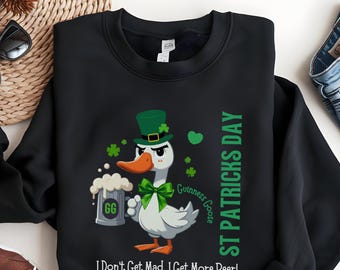 Sudadera divertida del Día de San Patricio, cerveza Guinness Goose, bebida irlandesa