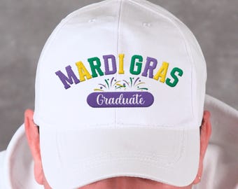 Mens Embroidered Mardi Gras Graduate Hat, New Orleans Festival Cap