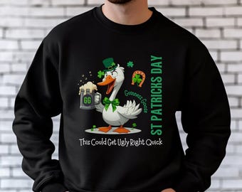 Sudadera divertida con diseño de ganso Guinness para el Día de San Patricio, camiseta irlandesa para beber